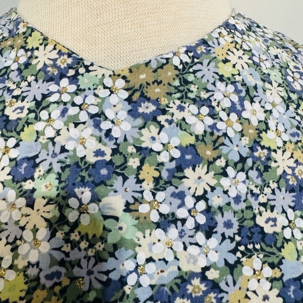 Epik Floral Cottagecore Maxi Boho Tiered Zippered Retro Dress Size M High Neck View 3